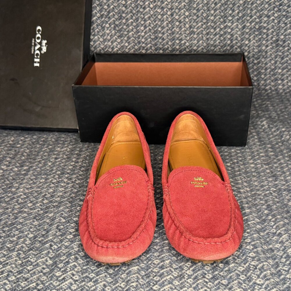 Coach Loafers Red Suede - SZ 8 - Picture 2 of 7